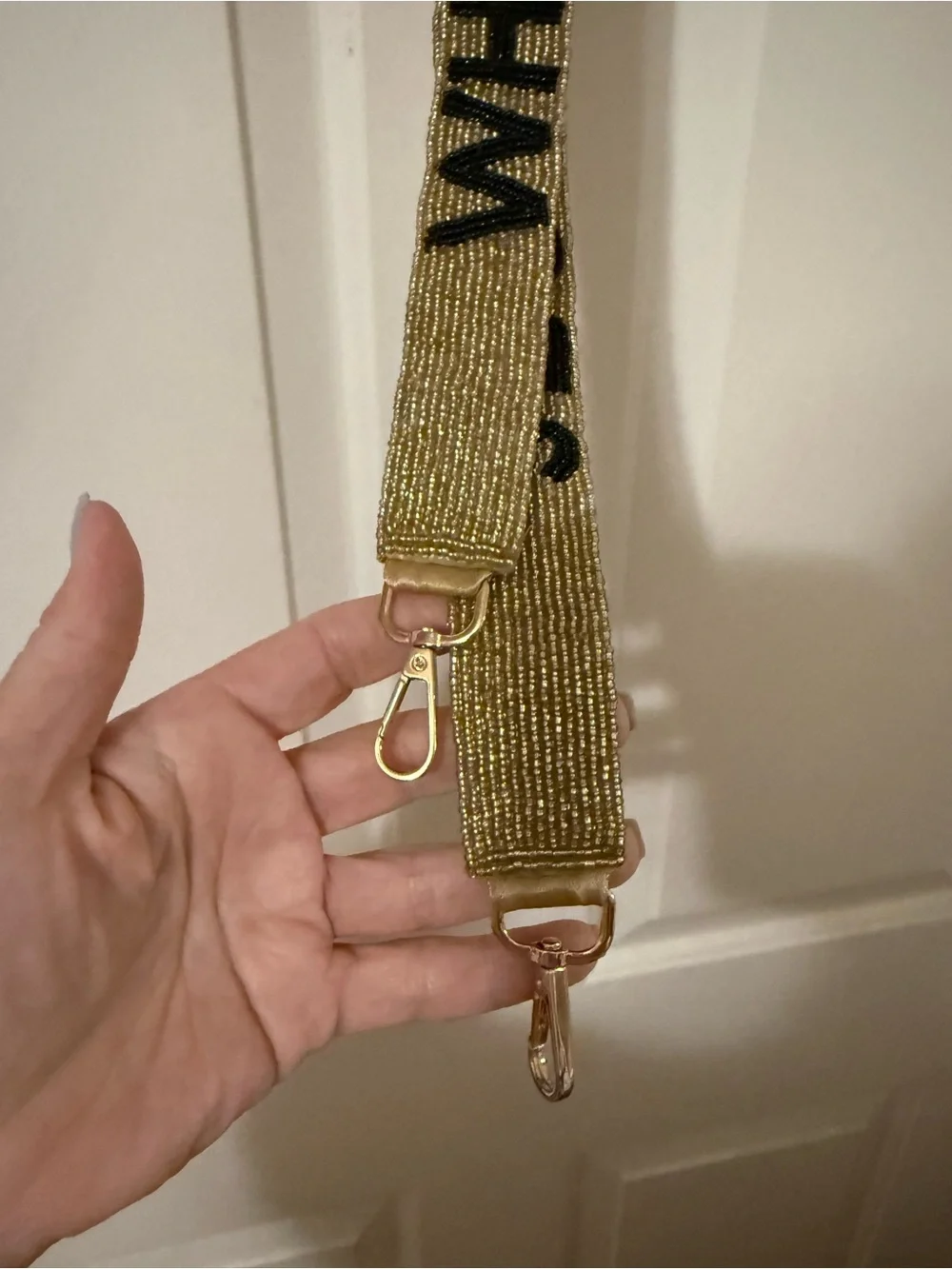 Gold and Black Beaded Bag Strap “WHISKEY GLASSES”
